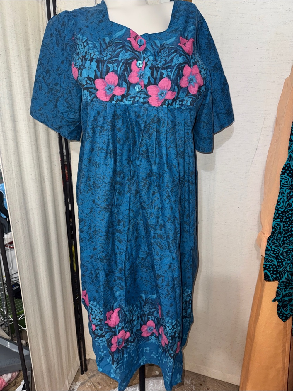 LN Vintage Hawaiian Floral Housedress Muu Muu Cotton Blend 1x